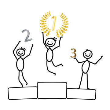 Illustration: Drei Sportler auf einem Siegerpodest